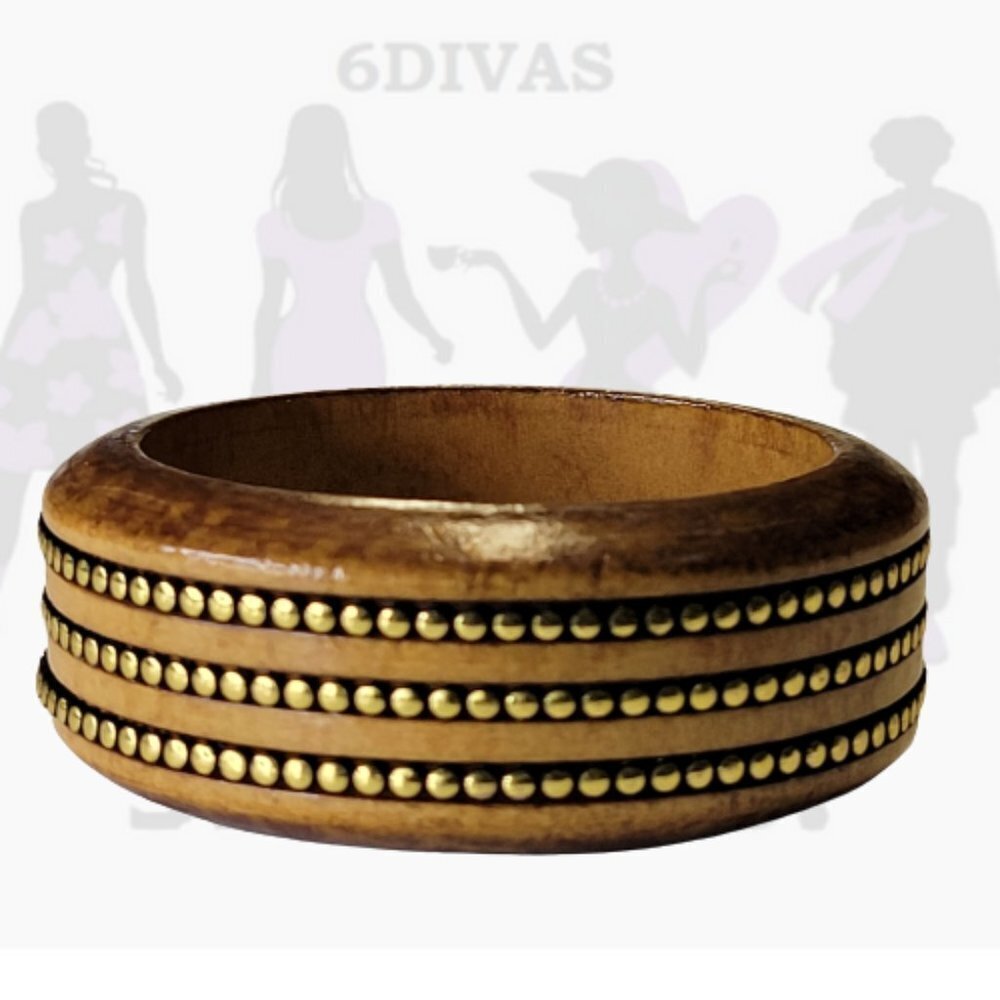 Round Gold Tone Bead Studded Bangle
